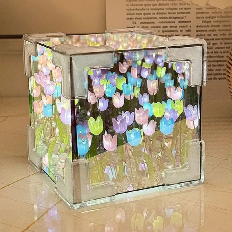 DIY Tulip Mirror Cube Lamp