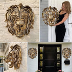 Gold Resin Lion Head Wall Sculpture