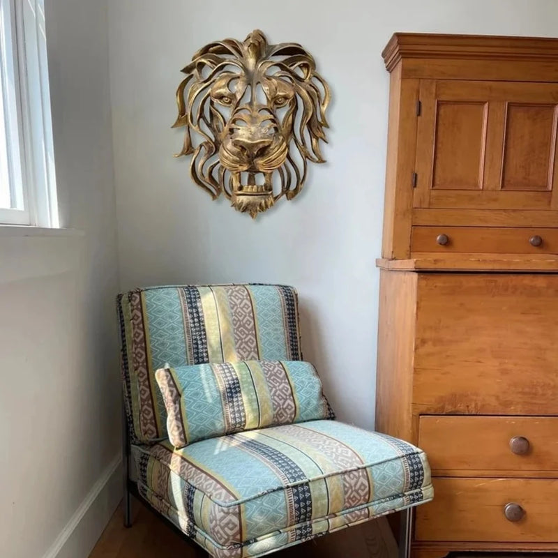 Gold Resin Lion Head Wall Sculpture