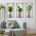 3Pcs/Set Fake Green Plants Wall Stickers