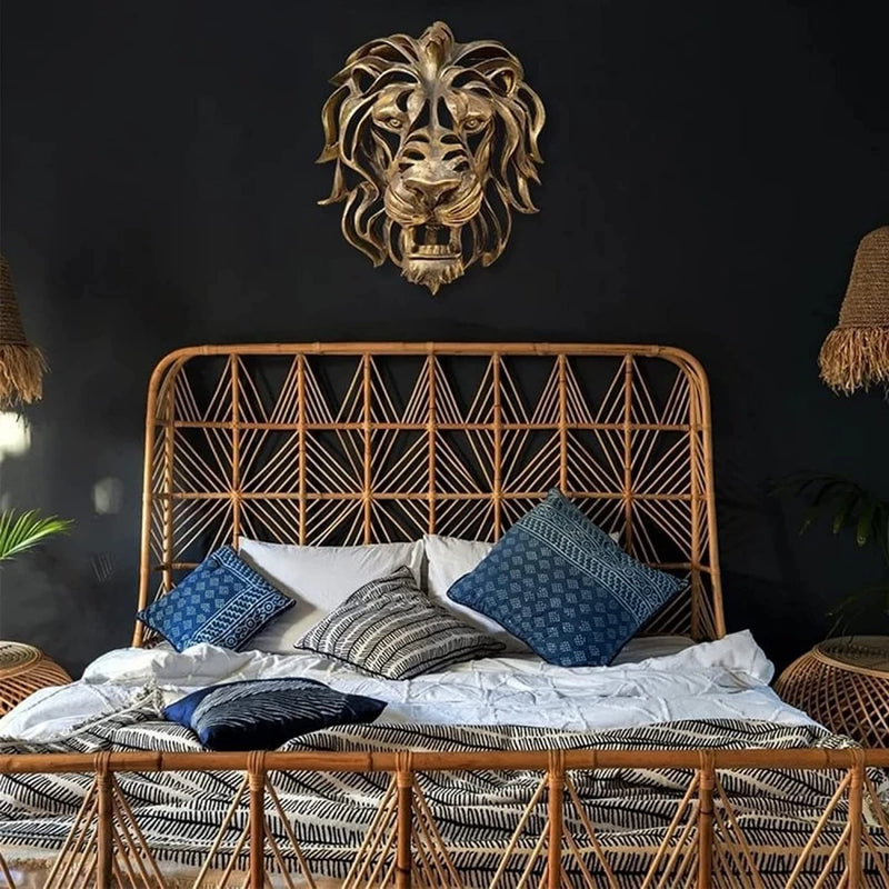 Gold Resin Lion Head Wall Sculpture