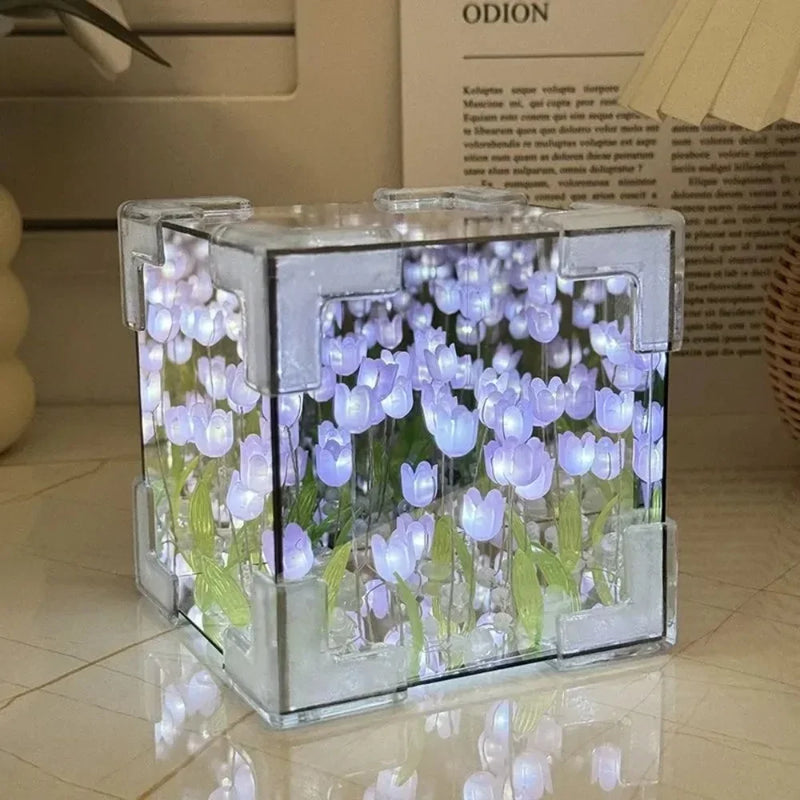 DIY Tulip Mirror Cube Lamp