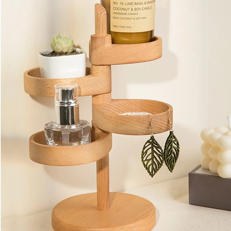 Wooden Rotatable Multi-layer Storage Rack