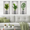 3Pcs/Set Fake Green Plants Wall Stickers