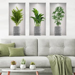 3Pcs/Set Fake Green Plants Wall Stickers