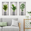 3Pcs/Set Fake Green Plants Wall Stickers