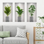 3Pcs/Set Fake Green Plants Wall Stickers