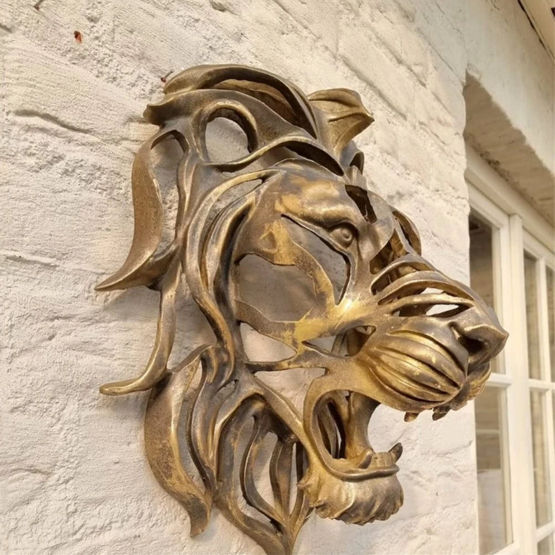 Gold Resin Lion Head Wall Sculpture