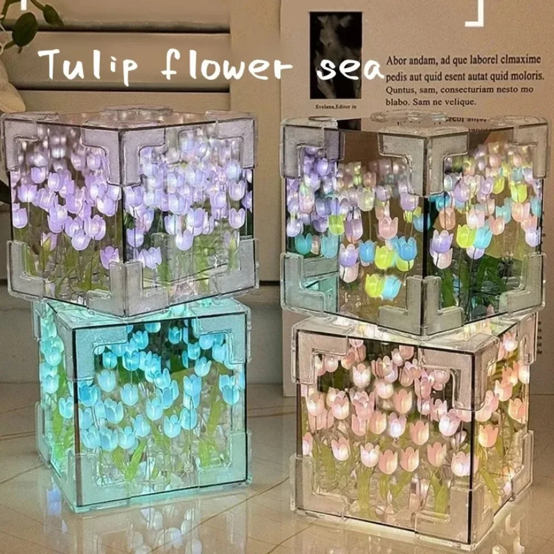 DIY Tulip Mirror Cube Lamp